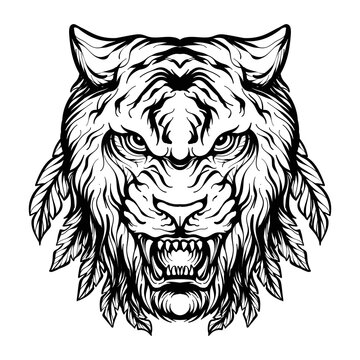 tattoo design tiger black and white