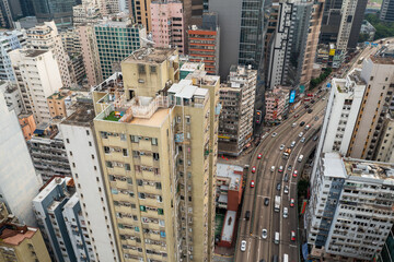 Top view of Hong Kong city in causeway bay