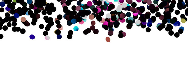 Colorful assorted confetti with serpentine on white