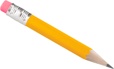 Short Yellow Pencil with Eraser - Isolated