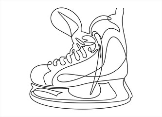 Hockey ice skate icon. Flat illustration of hockey ice skate icon for web design.continuous one line drawing 