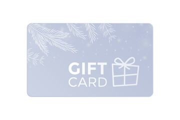 christmas gift card voucher winter design with fir branches isolated on white