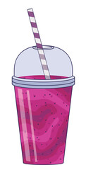 Healthy Blueberry Smoothie with Straw