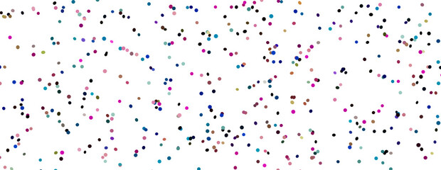 Colorful assorted confetti with serpentine on white