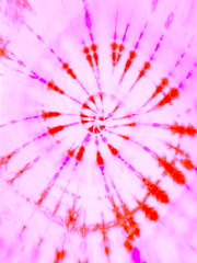 Spiral tie dye pattern. Colorful red and pink tiedye wallpaper backdrop.  - 543241606