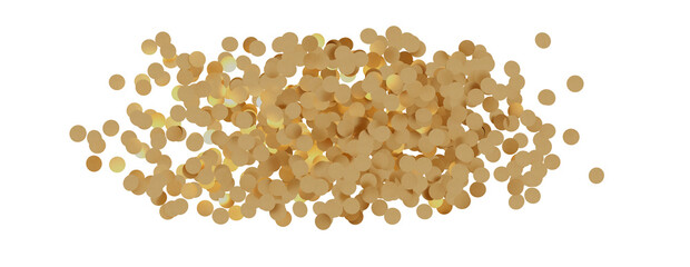 Gold confetti background, isolated on transparent background