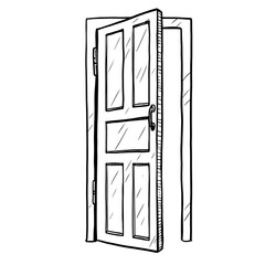 Open door vector illustration on white background