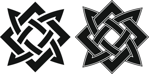 Ancient pagan Slavic and Scandinavian amulet symbol Svarog Square Black 