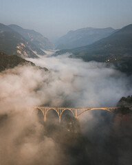 Iconic bridge over the river Tara in Montenegro. Landscape photography of Djurdjevicuv most in Crna...