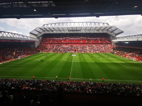 Anfield Stadium with the crowd watching a game