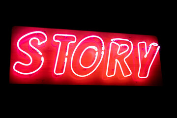 Neon sign Story on a black background