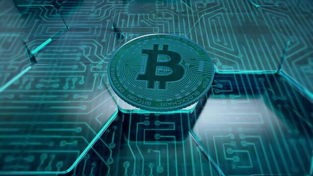 3D Crypto Digital Circuit Board. High quality FullHD footage