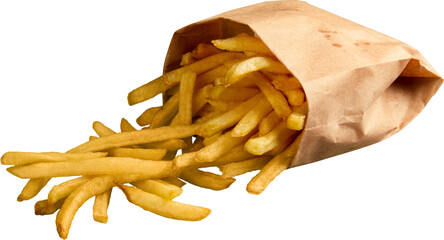 French Fries Falling Out Of Bag - Isolated