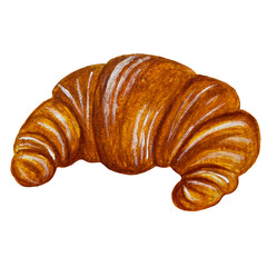 Watercolor clipart. Croissant with crust