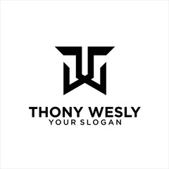 WT letter logo design on luxury background. TW monogram initials letter logo concept. WT icon design.