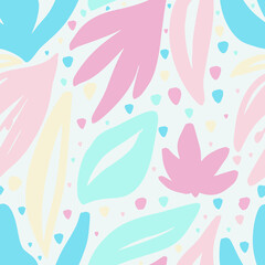 Fototapeta na wymiar Abstract Pastel Floral Hand Drawn Seamless Pattern