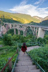 Iconic bridge over the river Tara in Montenegro. Landscape photography of Djurdjevicuv most in Crna...