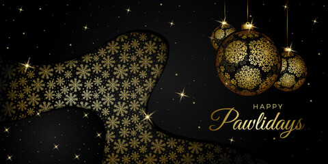 Happy New Year 2023 paw prints snowflake