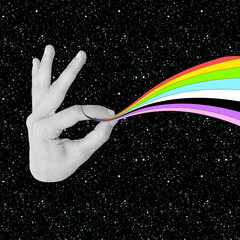 Contemporary digital collage art. Psychology, emotions, lgbt concept