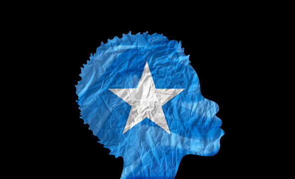 African Woman Silhouette With Somalia National Flag.