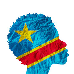African woman silhouette with Democratic Republic of the Congo national flag.