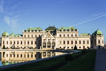 Fototapeta na wymiar Belvedere palace gardens in Vienna on a sunny day
