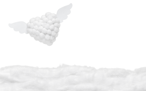 Valentine's day concept. cotton wool heart shape