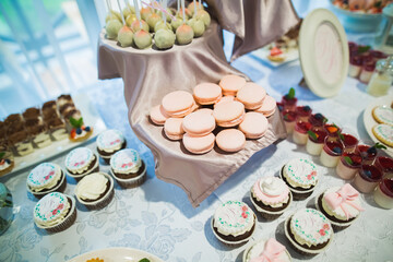 Buffet with a variety of delicious sweets, food ideas, celebration
