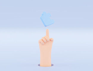 Hand holding jigsaw puzzle to connect, Symbol of teamwork, Problem-solving, Cooperation, Partnership, Strategy jigsaw business concept, 3d rendering.