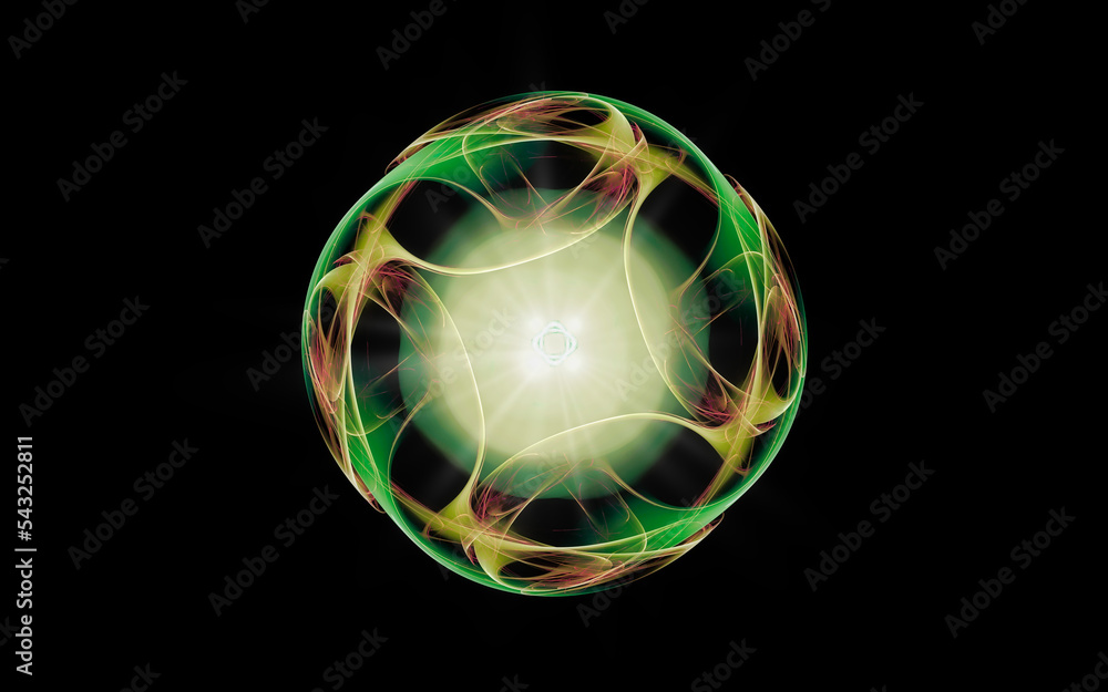 Aufkleber digital illustration abstract image generated fractal background image portal pattern of various geometric shapes and lines of various colors for computer graphics or web design