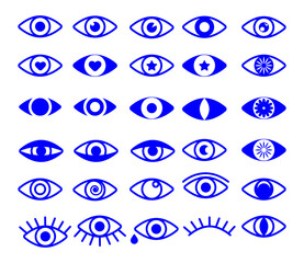 Eyes line  and vision set. Eyeball and eyesight, optical collection. visual system in graphic design visual system in graphic design. Vector illustration
