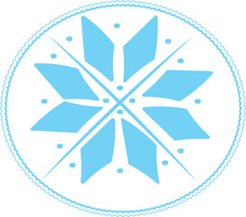 Blue big snowflake. Flat style. Vector.