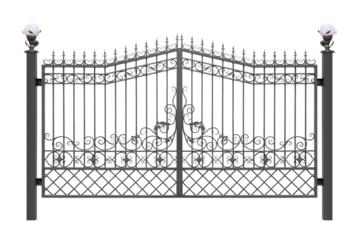 Decorative gates with lanterns.