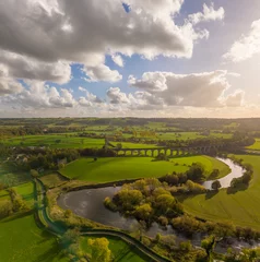 Foto op Canvas Aerial view over Arthington Viaduct and the River Wharfe on a sunny autumn day © PhotographyBradley