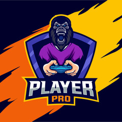 Pro player gorilla esport gaming logo