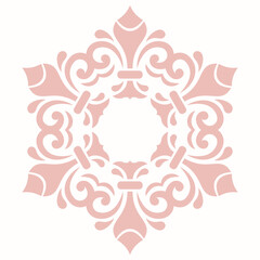 Elegant vintage ornament in classic style. Abstract traditional pattern with oriental elements. Classic round pink vintage pattern