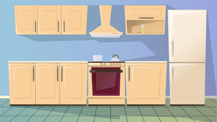 kitchen interior background vector eps10
