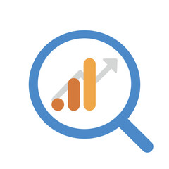 Analytics sign in yellow and orange colors.  Website position growth icon. Symbol of growth in digital marketing.