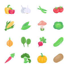 Pack of Vegetables Flat Icons

