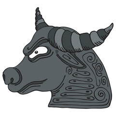 if the head of the water buffalo is tattooed and seen from the side