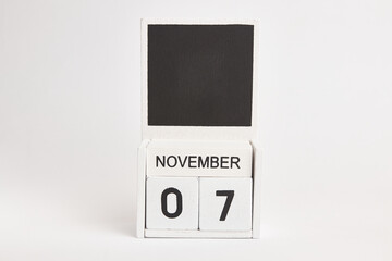 Calendar with date 7 November and place for designers. Illustration for an event of a certain date.