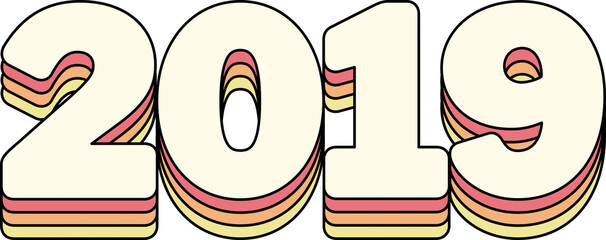 2019 Year Retro Rainbow