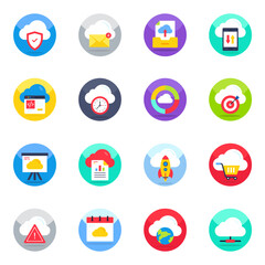 Pack of Cloud Technology Flat Icons 

