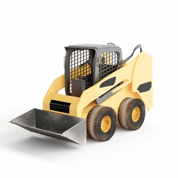 3D rendering of skid-steer isolated in white background