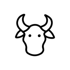cow doodle icon, vector color line illustration
