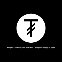 Mongolia Currency, MNT Coin, Tögrög, Tugrik. Mongolia Money Icon Symbol. Vector Illustration