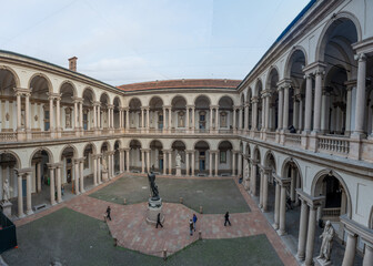 Inner courtyard of the brera academy of fine arts in milan
