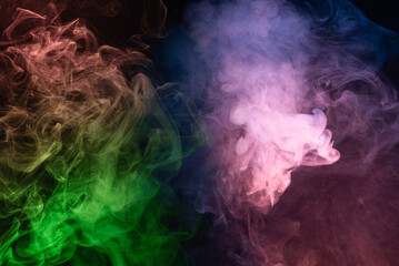 Green and pink steam on a black background.