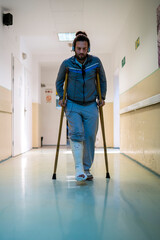 Mature man with broken leg.Regular review.