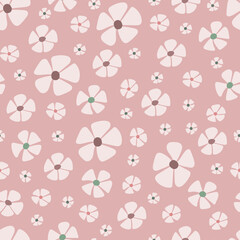 Seamless pattern of daisies on a pink background. Field daisy - vector image. Vector seamless pattern. Abstract, monochrome background for wrapping paper, textiles and home decor.